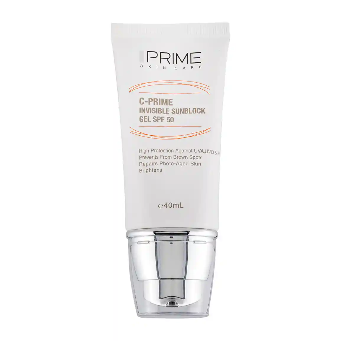 ژل ضد آفتاب پرایم بی رنگ SPF50 حاوی ویتامین سی حجم 40 میل