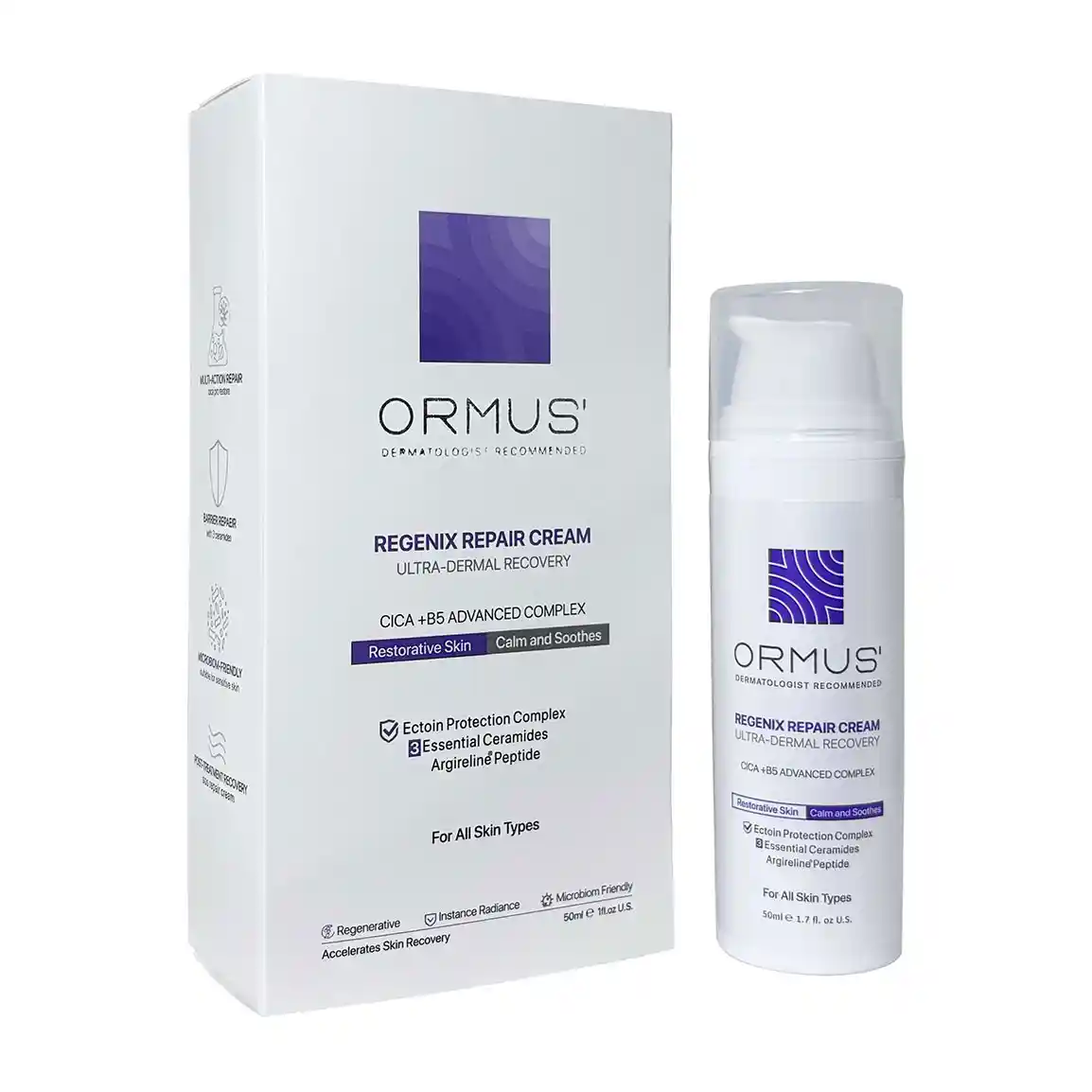 کرم ترمیم کننده اورموس مدل Ultra Dermal Recovery مناسب انواع پوست و حساس حجم 50 میلی لیتر