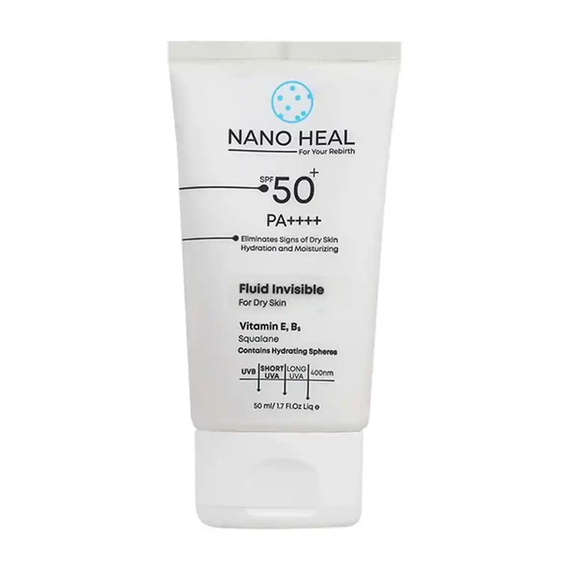 ضد آفتاب فلوئیدی بی رنگ نانوهیل مناسب پوست خشک با SPF50 حجم 50 میلی لیتر