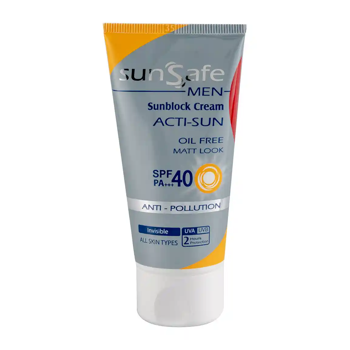 کرم ضد آفتاب بی رنگ سان سیف با SPF40 مناسب آقایان حجم 50 میلی لیتر