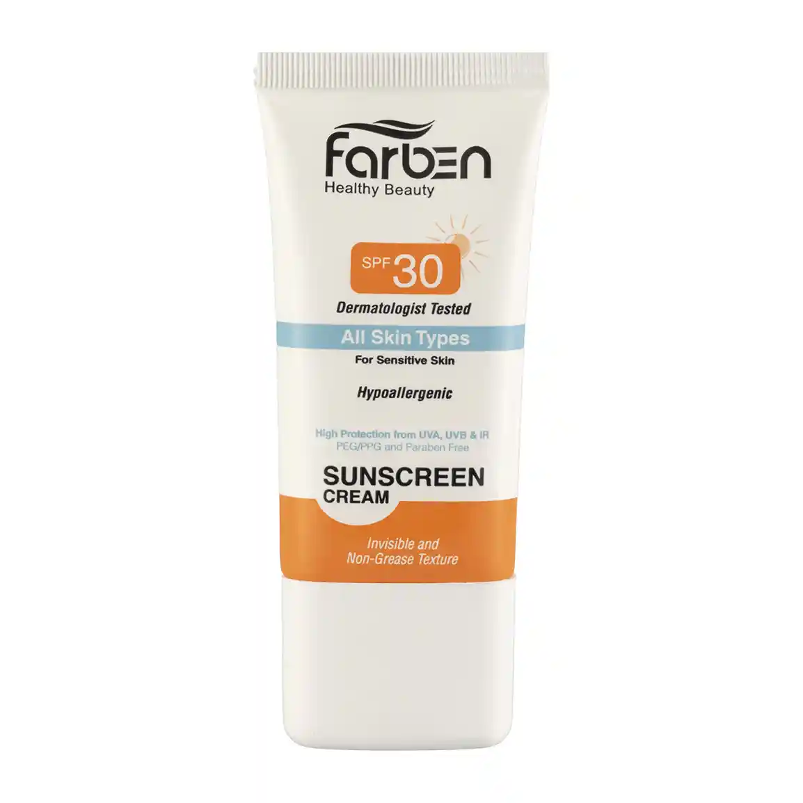 کرم ضد آفتاب فاربن با SPF30 مناسب انواع پوست حجم 50 میلی لیتر