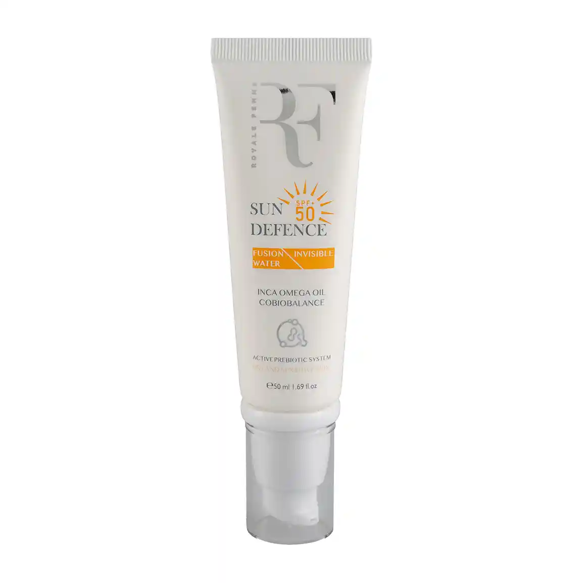 کرم ضد آفتاب بی رنگ آر اف با SPF 50 مناسب پوست خشک حجم 50 میلی لیتر