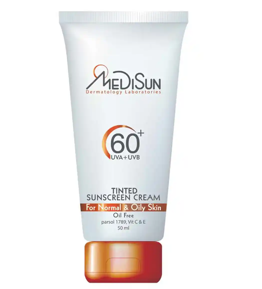 کرم ضد آفتاب رنگی مدیسان با SPF60 مناسب پوست چرب و نرمال حجم 50 میلی لیتر