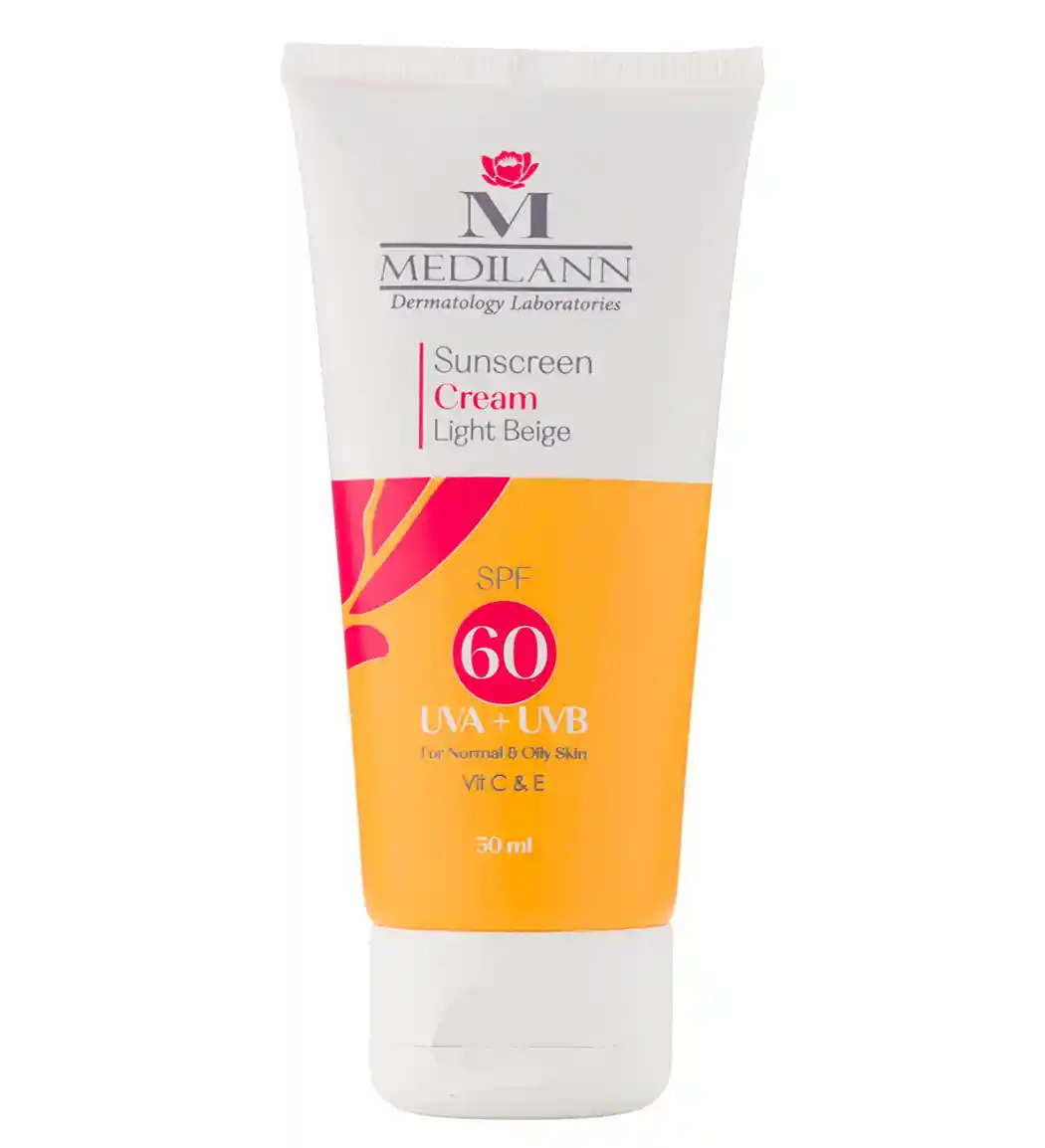 کرم ضد آفتاب رنگی مدیلن با SPF60 مناسب پوست چرب و معمولی حجم 50 میلی لیتر